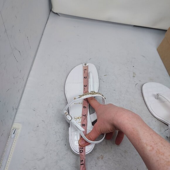 Christian Louboutin White MJ Thong Alligator Block Heel Sandal - Picture 8 of 12